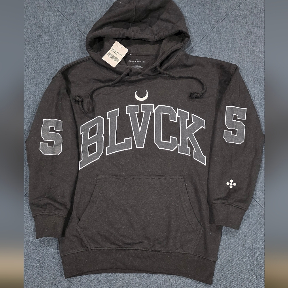 Black Scale Hoodie Mens Small Black BLVCK Hockey Pullover Streetwear Number 5